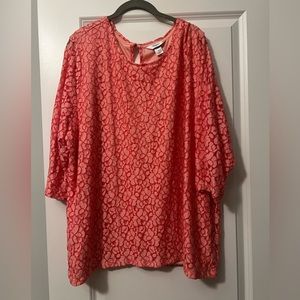 EUC CJ BANKS FLORAL PATTERN TOP PINK SIZE 3X